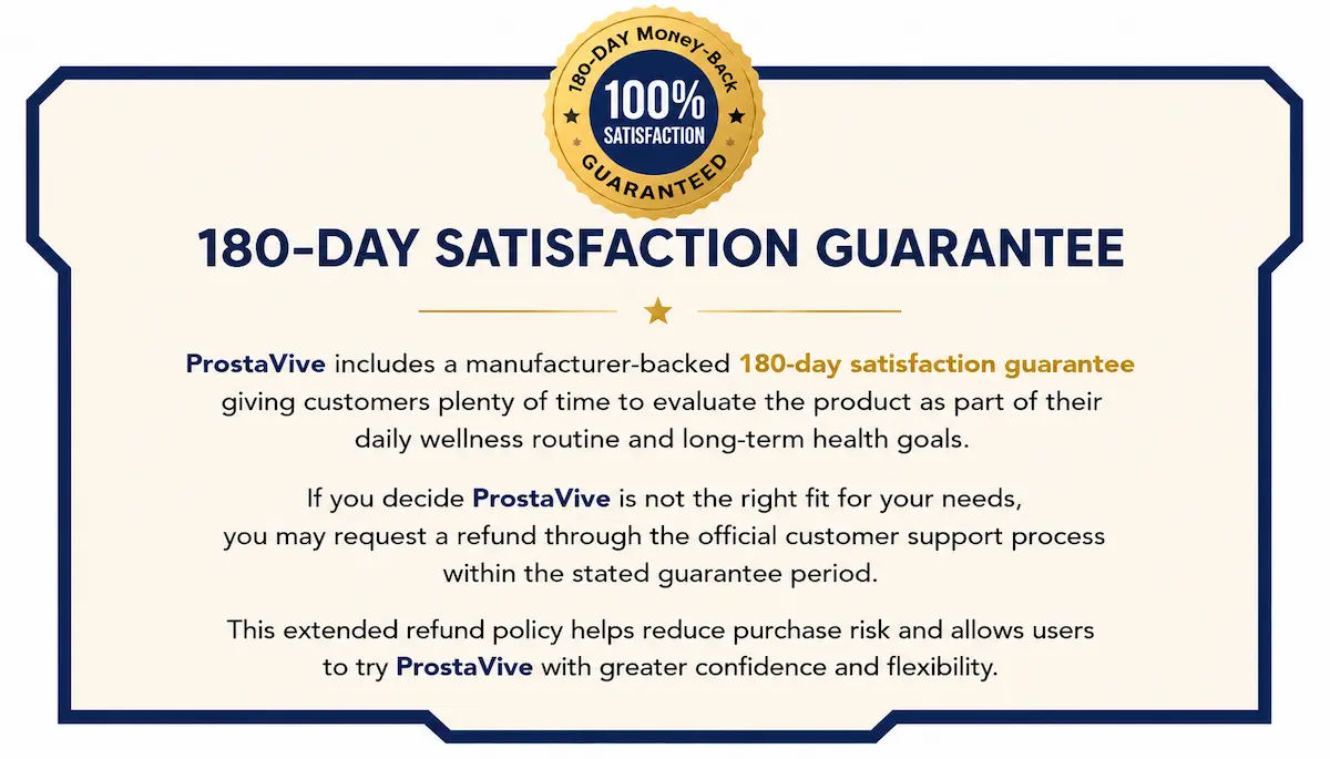 ProstaVive 180 day money back guarantee policy